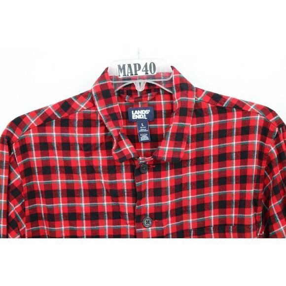 LAND'S END PAJAMAS RED PLAID TOP LARGE 42-44 PANTS L 36-38 - Picture 7 of 11